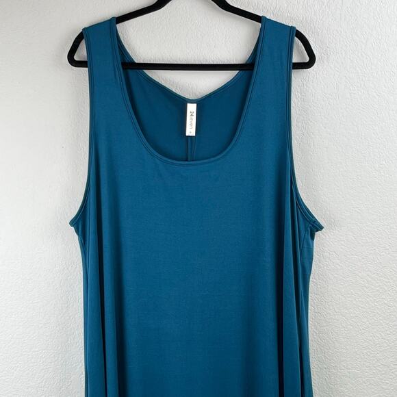 24seven Teal Blue Sleeveless Scoop Neck Tank Long Casual Maxi Dress Plus 3X NWT - Picture 6 of 15